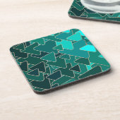 Geometrisch Aquamarin und Gold Getränkeuntersetzer (Linke Seite)