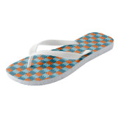 geometrisch aquamarin und orange badesandalen (Schrägansicht)