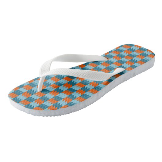 geometrisch aquamarin und orange badesandalen (Schrägansicht)