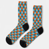 geometrisch aquamarin und orange socken (Linkes Detail)