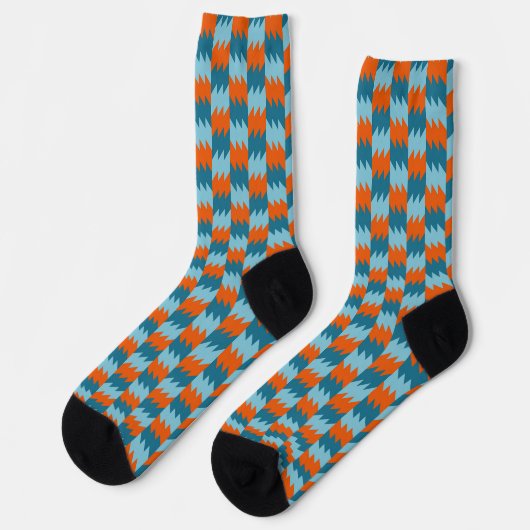 geometrisch aquamarin und orange socken (Linkes Detail)