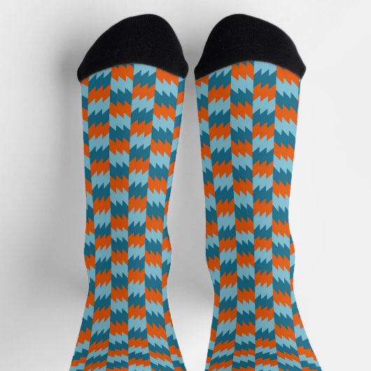 geometrisch aquamarin und orange socken (Oben)