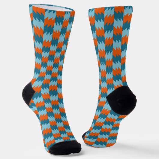 geometrisch aquamarin und orange socken (Gewinkelt)