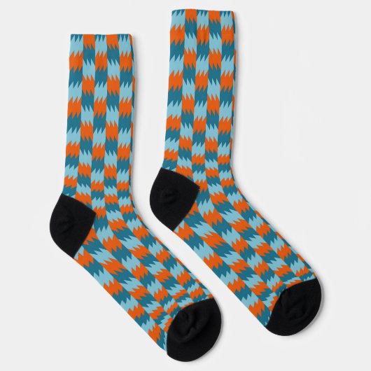 geometrisch aquamarin und orange socken (Rechts)