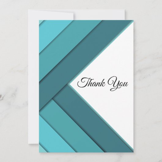 Geometrisch Aquamarin und weiß Dankeskarte (Vorderseite)
