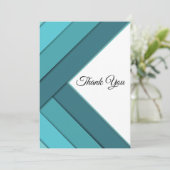 Geometrisch Aquamarin und weiß Dankeskarte (Stehend Vorderseite)