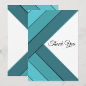 Geometrisch Aquamarin und weiß Dankeskarte (Vorne/Hinten)
