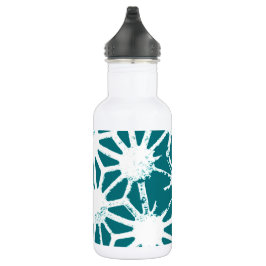 geometrisch aquamarin-weiß edelstahlflasche