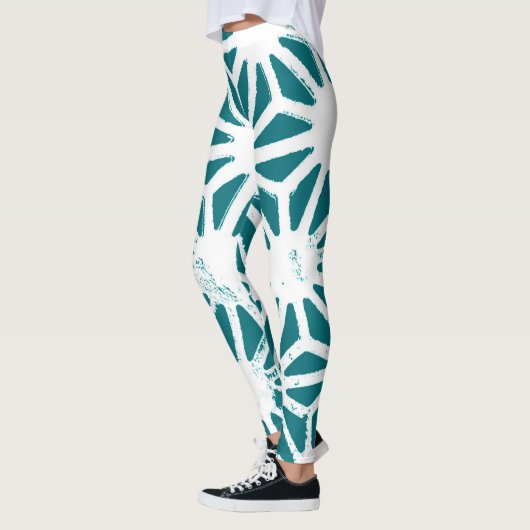 geometrisch aquamarin-weiß leggings (Links)