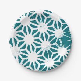 geometrisch aquamarin-weiß pappteller