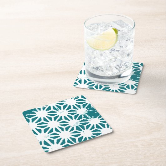 geometrisch aquamarin-weiß rechteckiger pappuntersetzer (Vor Ort)