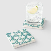 geometrisch aquamarin-weiß steinuntersetzer (Seitenansicht)