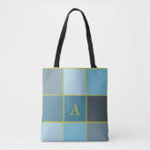 Geometrisch aquamarines Monogramm Tasche (Vorderseite)