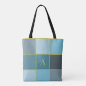 Geometrisch aquamarines Monogramm Tasche (Rückseite)