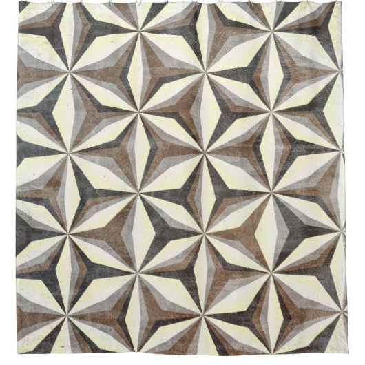Geometrisch aus Grau, Braun und Creme Duschvorhang (Vorderseite)
