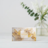 Geometrisch aus Luxus-Gold-Botanisch-weißem Marmor Visitenkarte (Stehend Vorderseite)
