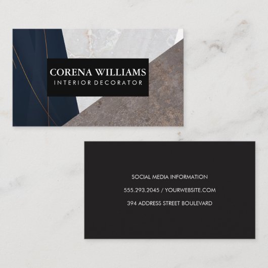 Geometrisch aus Marmormetall Visitenkarte (Vorne/Hinten)