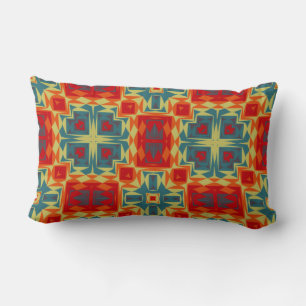 geometrisch blau, rot, orange und gelb lendenkissen