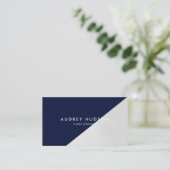 Geometrisch, blau, silberfarben visitenkarte (Stehend Vorderseite)