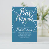 geometrisch blaue Bar Mitzvah Einladung (Stehend Vorderseite)