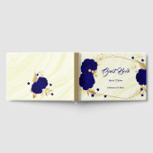 geometrisch-blaue Blätter aus blumenbläulichem Gol Gästebuch (Voll)