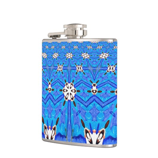 geometrisch-blaue Matrixkolben Flachmann (Links)