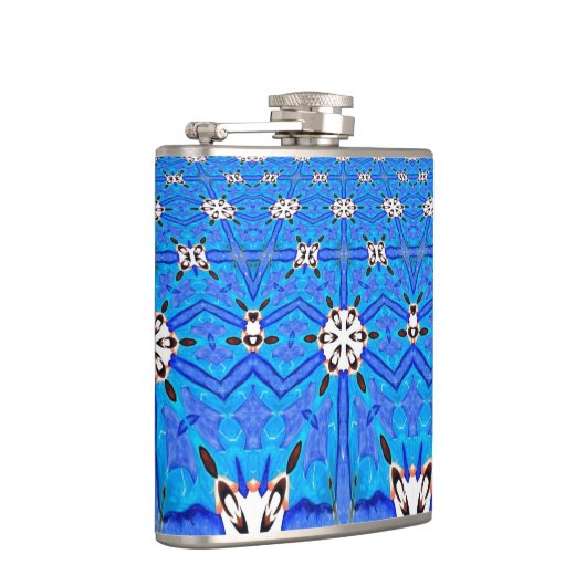 geometrisch-blaue Matrixkolben Flachmann (Rechts)