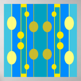 geometrisch blaues und gelbes Muster Poster
