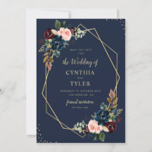 geometrisch-bordeauxblau Save the Date