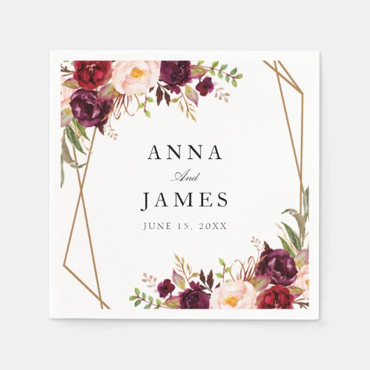 geometrisch bordeauxrot und rot serviette (Vorderseite)