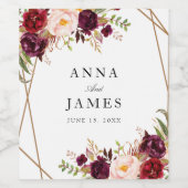 geometrisch bordeauxrot und rot weinetikett (Einzelnes Label)