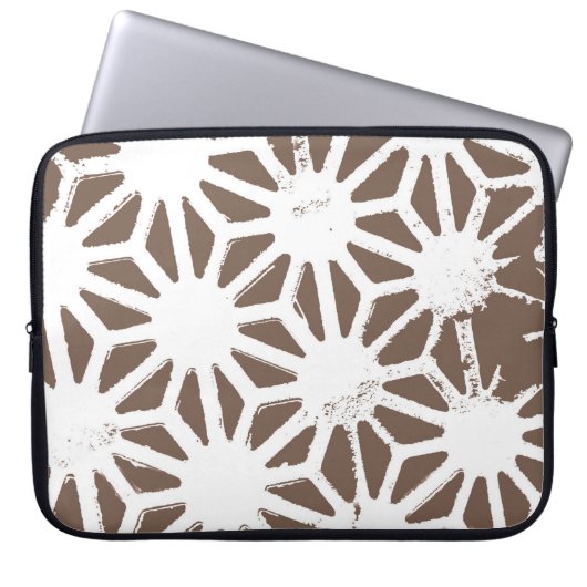 geometrisch braun-weiß laptopschutzhülle (Vorderseite)
