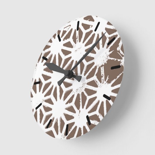 geometrisch braun-weiß runde wanduhr (Winkel)