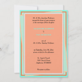 Geometrisch Cantaloupe Turquoise Einladung