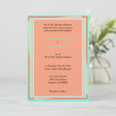 Geometrisch Cantaloupe Turquoise Einladung (Stehend Vorderseite)