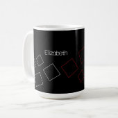 Geometrisch Chic Mit Monogramm Red Schwarz-weiß Kaffeetasse (Vorderseite Links)