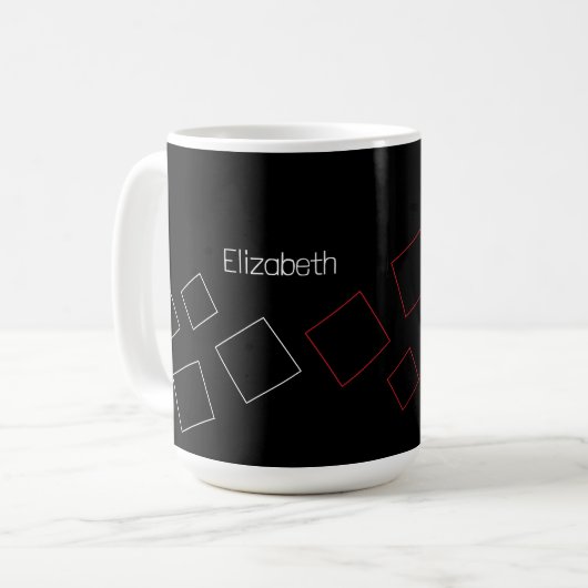 Geometrisch Chic Mit Monogramm Red Schwarz-weiß Kaffeetasse (Vorderseite Links)