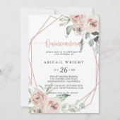 Geometrisch Classic Dusty Pink Rose Quinceañera Einladung (Vorderseite)