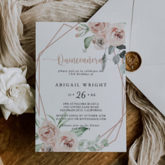 Geometrisch Classic Dusty Pink Rose Quinceañera Einladung