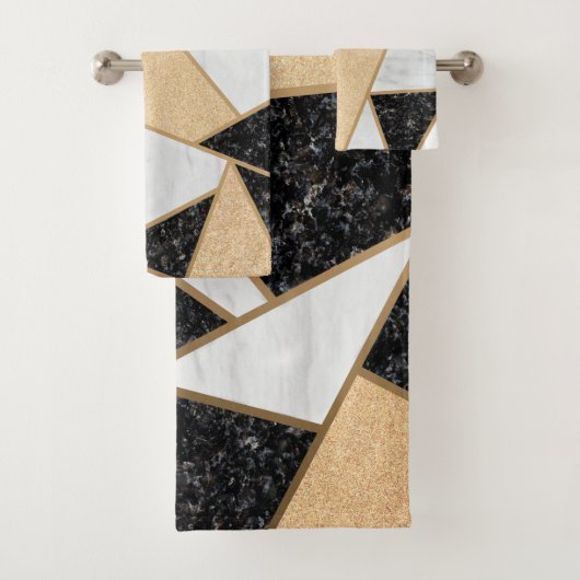 Geometrisch cooler Marmorstein Badhandtuch Set (Insitu)