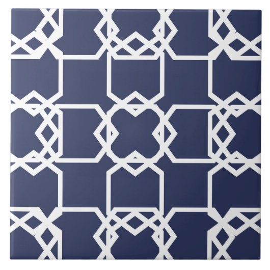 Geometrisch, dekorativ, modern, marineblau, weiß fliese (Vorderseite)
