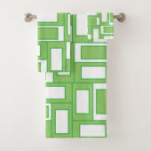 Geometrisch des grünen weißen Rechtecks Badhandtuch Set (Insitu)