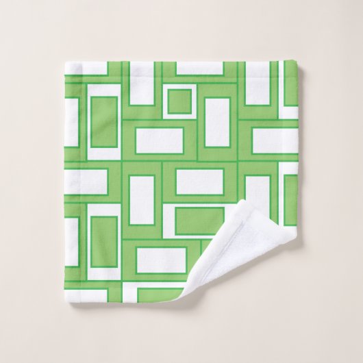 Geometrisch des grünen weißen Rechtecks Badhandtuch Set (Waschlappen)