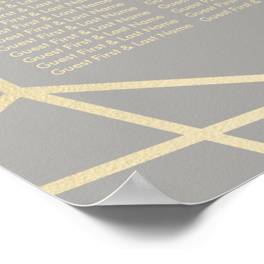 geometrisch | Dove Gray and Gold Seating Chart Poster (Ecke)