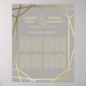 geometrisch | Dove Gray and Gold Seating Chart Poster (Vorne)