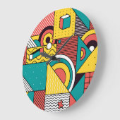 Geometrisch farbig: abstraktes Muster. Große Wanduhr (Winkel)