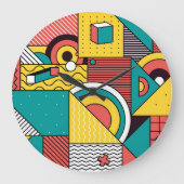 Geometrisch farbig: abstraktes Muster. Große Wanduhr (Vorderseite)
