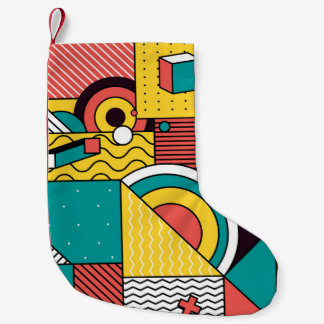 Geometrisch farbig: abstraktes Muster. Kleiner Weihnachtsstrumpf