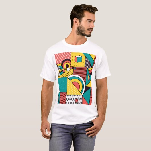 Geometrisch farbig: abstraktes Muster. T-Shirt (Vorne ganz)