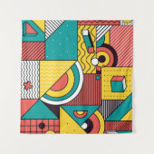 Geometrisch farbig: abstraktes Muster. Wandteppich (Vorderseite (Horizontal))